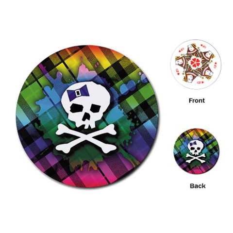 Rainbow Plaid Skull Playing Cards Single Design (Round) from ArtsNow.com Front