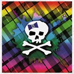 Rainbow Plaid Skull Canvas 12  x 12 