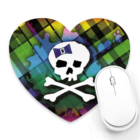 Rainbow Plaid Skull Heart Mousepad from ArtsNow.com Front