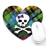 Rainbow Plaid Skull Heart Mousepad