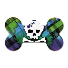 Rainbow Plaid Skull Dog Tag Bone (Two Sides) from ArtsNow.com Back