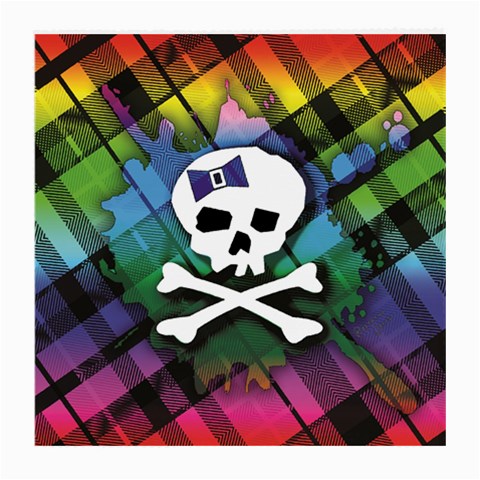 Rainbow Plaid Skull Medium Glasses Cloth (2 Sides) from ArtsNow.com Front