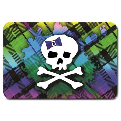 Rainbow Plaid Skull Large Doormat from ArtsNow.com 30 x20  Door Mat