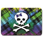 Rainbow Plaid Skull Large Doormat