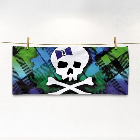 Rainbow Plaid Skull Hand Towel from ArtsNow.com Front