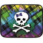 Rainbow Plaid Skull Fleece Blanket (Mini)