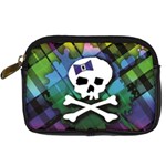Rainbow Plaid Skull Digital Camera Leather Case