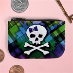 Rainbow Plaid Skull Mini Coin Purse