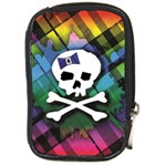 Rainbow Plaid Skull Compact Camera Leather Case