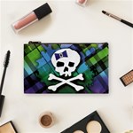 Rainbow Plaid Skull Cosmetic Bag (Small)