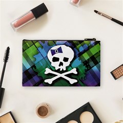 Rainbow Plaid Skull Cosmetic Bag (Small) from ArtsNow.com Back