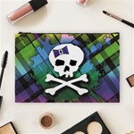 Rainbow Plaid Skull Cosmetic Bag (Large)