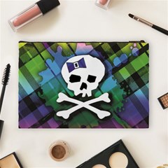 Rainbow Plaid Skull Cosmetic Bag (Large) from ArtsNow.com Back
