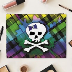 Rainbow Plaid Skull Cosmetic Bag (XL) from ArtsNow.com Back