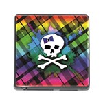 Rainbow Plaid Skull Memory Card Reader (Square 5 Slot)
