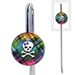 Rainbow Plaid Skull Book Mark