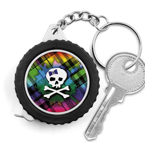 Rainbow Plaid Skull Measuring Tape from ArtsNow.com Front