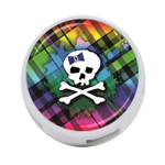 Rainbow Plaid Skull 4-Port USB Hub (Two Sides)