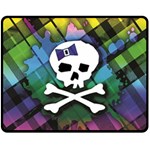 Rainbow Plaid Skull Fleece Blanket (Medium)
