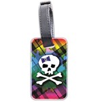 Rainbow Plaid Skull Luggage Tag (two sides)