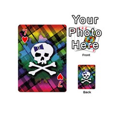 Rainbow Plaid Skull Playing Cards 54 Designs (Mini) from ArtsNow.com Front - Heart7