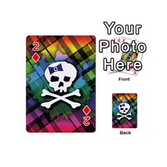 Rainbow Plaid Skull Playing Cards 54 Designs (Mini) from ArtsNow.com Front - Diamond2