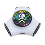Rainbow Plaid Skull 3-Port USB Hub