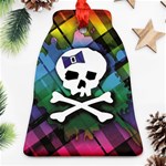 Rainbow Plaid Skull Ornament (Bell)