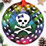Rainbow Plaid Skull Round Filigree Ornament (Two Sides)