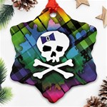 Rainbow Plaid Skull Snowflake Ornament (Two Sides)