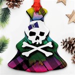 Rainbow Plaid Skull Christmas Tree Ornament (Two Sides)