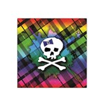 Rainbow Plaid Skull Satin Bandana Scarf