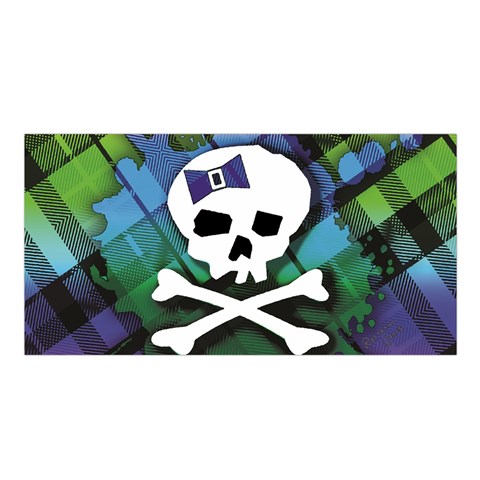 Rainbow Plaid Skull Satin Shawl from ArtsNow.com Front