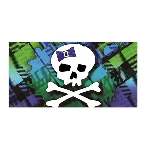 Rainbow Plaid Skull Satin Wrap from ArtsNow.com Front