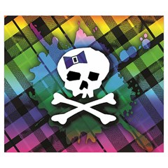 Rainbow Plaid Skull Zipper Large Tote Bag from ArtsNow.com Front