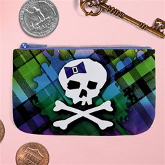 Rainbow Plaid Skull Large Coin Purse from ArtsNow.com Front