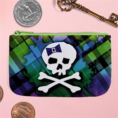 Rainbow Plaid Skull Large Coin Purse from ArtsNow.com Front