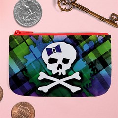 Rainbow Plaid Skull Large Coin Purse from ArtsNow.com Front