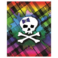 Rainbow Plaid Skull Drawstring Pouch (XL) from ArtsNow.com Back