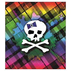 Rainbow Plaid Skull Drawstring Pouch (XXL) from ArtsNow.com Back