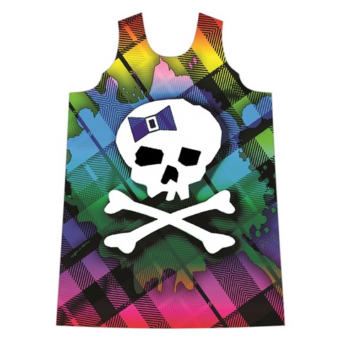 Rainbow Plaid Skull Shoulder Cutout Velvet One Piece from ArtsNow.com Front