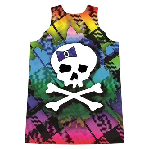 Rainbow Plaid Skull Shoulder Cutout Velvet One Piece from ArtsNow.com Back