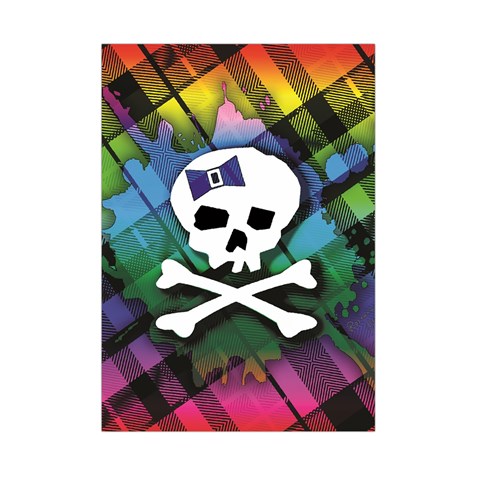 Rainbow Plaid Skull Small Tapestry from ArtsNow.com Front