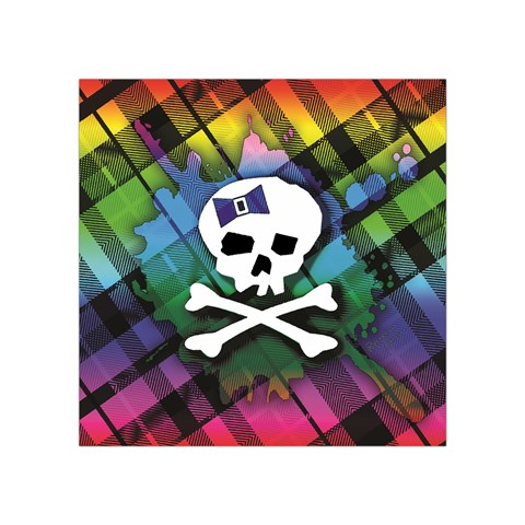 Rainbow Plaid Skull Square Tapestry (Small) from ArtsNow.com Front