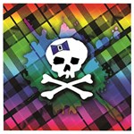 Rainbow Plaid Skull Wooden Puzzle Square