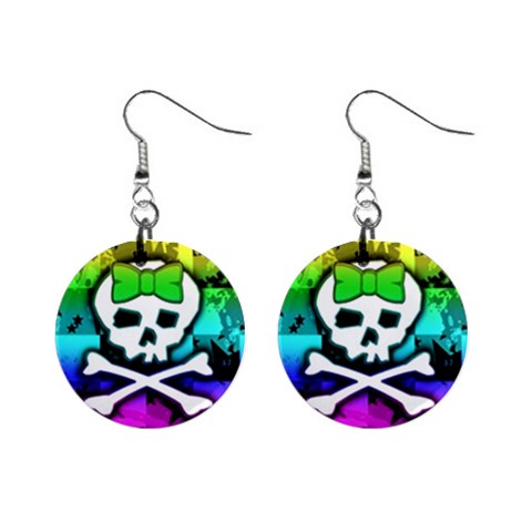 Rainbow Skull 1  Button Earrings from ArtsNow.com Front