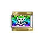 Rainbow Skull Gold Trim Italian Charm (9mm)