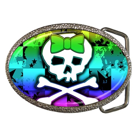Rainbow Skull Belt Buckle from ArtsNow.com Front