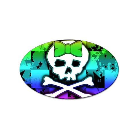 Rainbow Skull Sticker (Oval) from ArtsNow.com Front