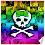 Rainbow Skull Canvas 16  x 16 